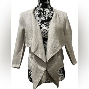 MUZA Artistic Knitting linen jacket gray size small EUC